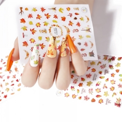 1Pcs Gloden Autumn Leaf Butterfly Design Nail Art Sticker Women Fingernail DIY Manicure Tools Maple Leaf Sticker