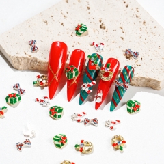 5pcs/bag 3D Merry Christmas Designs Alloy Diamonds Nail Art Rhinestones For DIY Nail Decorations