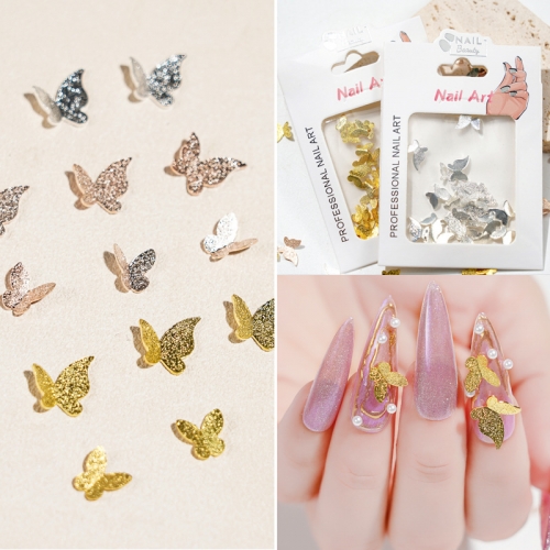 30pcs/set Fairy Metal Butterfly Nail Art Diamond Jewelry Rhinestone Nail Decoration