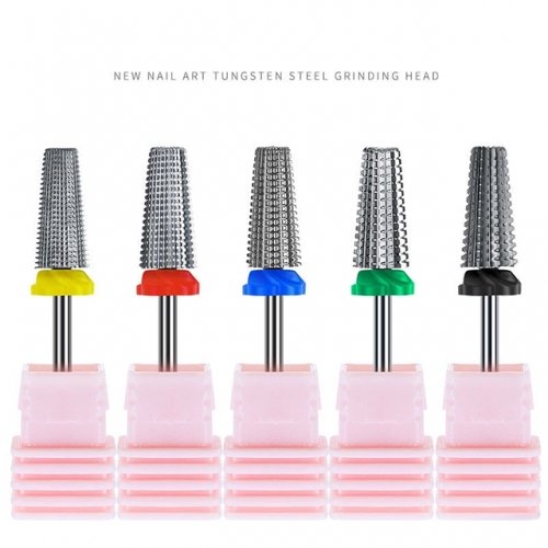 1Pcs Five-in-one Nail Cone Tips Tungsten Steel Drill Bits Nail Paint Tungsten Steel Alloy Scraper Head Tool