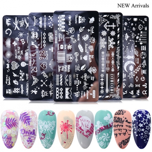 1pcs Nail Printing Stamping Stencils Space Christmas Tree Snowflake Stamp Plate UV Gel Polish Transfer DIY Manicure Tool