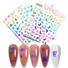 1pcs Seven Color Snowflake Christmas Sticker Elk Snowman 3D Sticker Nail Art Snowflake Nail Sticker