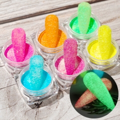 1set Chrome Fluorescent Luminous Acrylic Nail Art Powder Dust Glow In The Dark Nail Pigment