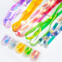 1 Box Art Decoration Aurora Cellophane Film Nail Foils Colorful Nail Art Stickers 