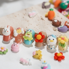 Random Design 10pcs/bag Mini Cartoon Soft Cute Little Milk Rabbit Girl Heart Mixed Three-dimensional Nail Resin