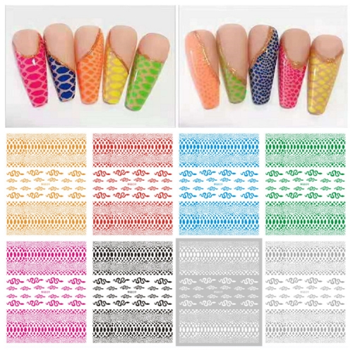 1pcs Laser Print Snake Nail Sticker DIY Color Leopard Print-Art Nail Sticker 3D Design Snake Skin Nail Decoration Sticker