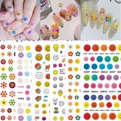 1Pcs Sunflower Shape Nail Stickers Decals Manicure Nail Art Decoration Smiley Color