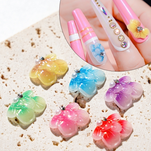 10pcs/pack Nail Art Symphony Three-dimensional Butterfly Metal Flower Nail Decoration Three-dimensional Color Flower Nail Jewelry