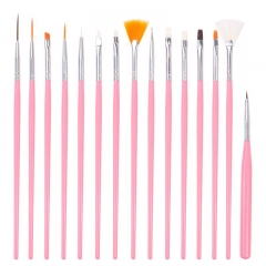1set Gradient Marble Texture Nail Brush Set Pink Blue Acrylic Nail Art Pen Brushes