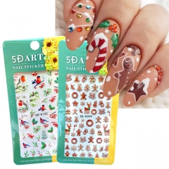 1Pcs New Christmas Water Decal Nail Art Nail sticker New Year Slider Tattoo Full Cover Santa Claus Snowman Designs Xmas Decals