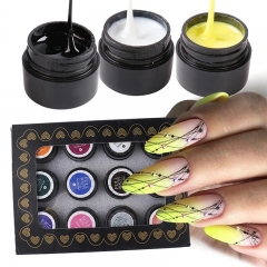 12colors/set Spider Web Gel Polish Nail Art Design Black UV Painting Gel Silk Lines Manicure Varnishes DIY Drawing Decoration