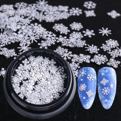100Pcs/bottle Winter Xmas Nail Sticker 3D Deco Nail Accessories White Snowflake Metal Thin Patch Decoration Nail Accessories