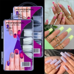 100Pcs/box Transparent Natural False Nail Tips Full/Half Cover French Acrylic Fake Nails