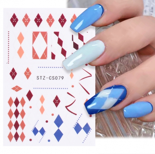 1Pcs Geometric Pattern  Nail Image Adhesive Transfer Sticker Decals Nail Art Decorations