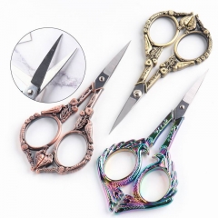 1pcs Stainless Steel Scissors Vintage Bird Floral Embroidery Retro Cut Fabric Thread Cutter