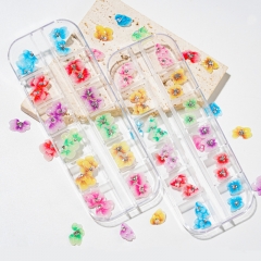 1 Box Vivid Flower Butterfly Rhinestones Nail Art Decoration Resin Acrylic Artificial Nail 3D Flower