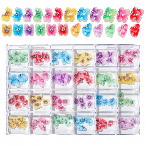 1 Box Three-Dimensional Butterfly 5D Embossed Flower Nail Art Gradient Ripple Butterfly Petal Nail Drill Jewelry Set