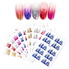 1 Pcs Adhesive Laser Holographic Fire Flame Finger Nail Art Sticker for Nail Decorations