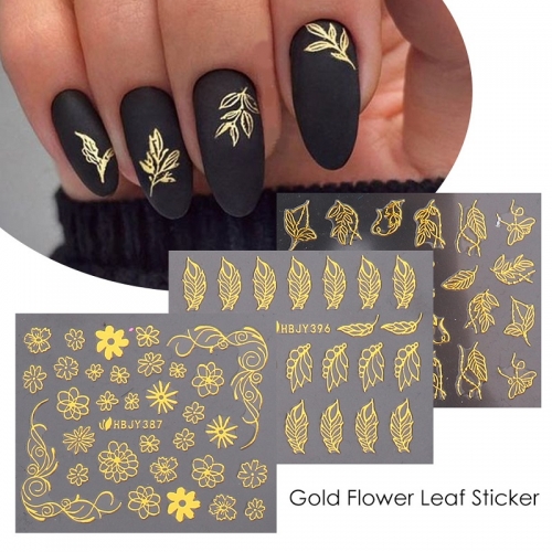 12pcs/set New Nail Sticker Ins Bronzing Black And White Flowers Art Style Self-adhesive Nail Sticker Nail