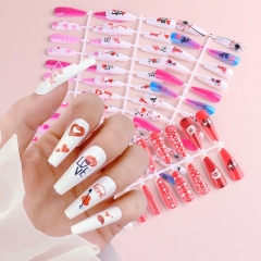 1 Pcs Valentine's Day Painted Removable Fake Nail Sheet Finished Fake Nail Love Balloon