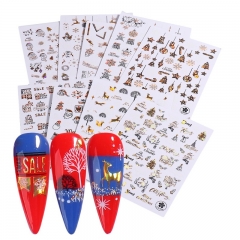 1 Pcs Nail Christmas Sticker Ins Laser Gilding Snowflake Elk Bell Laser Back Glue Nail Sticker