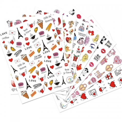 1 Pcs Heart Love Design Nail Sticker stickers Valentine's Day Nail Art Decoration