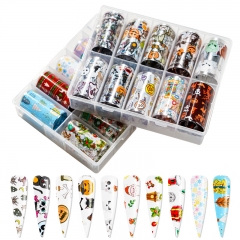 10 rolls/set Halloween Nail Art Star Sticker Set Christmas Nail Sticker Transfer Paper