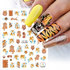 1 Pcs Tiger Nail Stickers 3D Decals Wild Animals Printed Nail Art Designs Sliders New Inspired Tattoo Decorations Manicure 