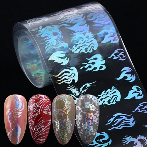 10Types/pack Holographic Nail Foil Flame Dandelion Panda Bamboo Holo Nail Art Transfer Sticker Water Slide Nail Art Decals