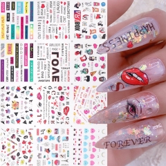 1 Pcs  Nail Stickers Water Transfer Valentine's Day Love Nail Sticker Valentine - I Love You - Water Nail Stickers