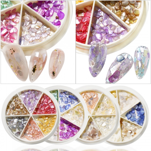 1 Box Mixed Shape Nail Gel Polish Beauty Decoration Sticker Decal Jewelry Patch Resin Shell Pearl  Nail Sequins