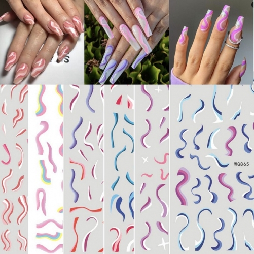 1Pcs Water Ripple Nail Stickers Light Traceless Watermark Nail Decals Nail Art Nail Decoration