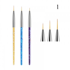 3Pcs/set Sequins Nail Art Brush Drawing Painting Carving Pen Design Manicure Tools 7/9/11mm Acrylic Liner UV Gel Decoration Tools