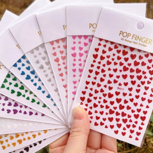 1pc 3D Nail Sticker Irregular Love Heart Design Glitter Shiny Decals Adhesive Multi-Color DIY Nail Art Tips Manicure Decoration
