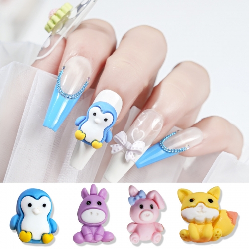 10 Pcs/Pack Manicure Cartoon Ornaments Cute Animal Cartoon Image Cute Pickup Rabbit Nail Ornaments