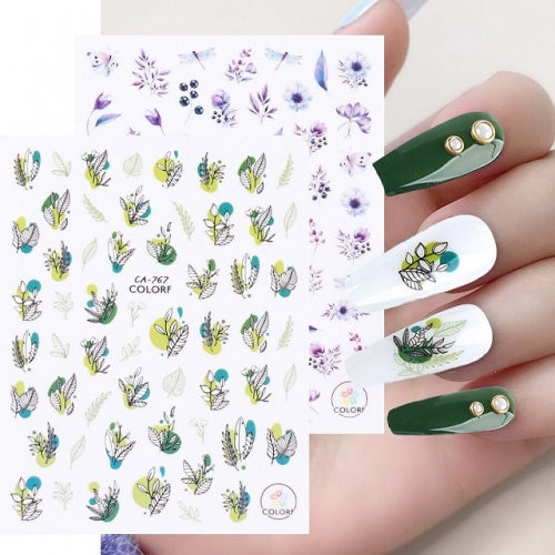 1 Pcs Fresh Butterfly Nail Art Color Flower Nail Sticker