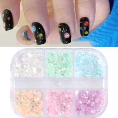 1Box Glitter Transparent AB Glass Rhinestone Flat Back Crystal Stone Non Hotfix Strass Nail Art Decoration