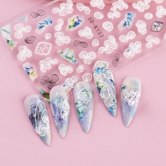 1 Pcs 5D Relief Nail Art Butterfly Flower Petal Stickers Spring Embossed Nails Sliders Decorations 
