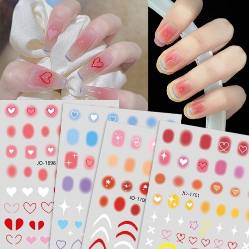 1 Pcs New Spring Color Gradual Change Blush Manicure Sticker Love Applique Nail Sticker Nail Decoration