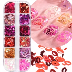 1box Nail Art Thin Patch Color Nail Art Lip Shape 3D Decorative Nail Art Design DTY Nail Art Sequin Thin Patch