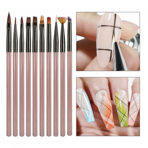 1pcs Nail Art Acrylic Liquid Powder Carving UV Gel Extension Builder Painting Brush Lines Liner Drawing Pen Manicure Tools