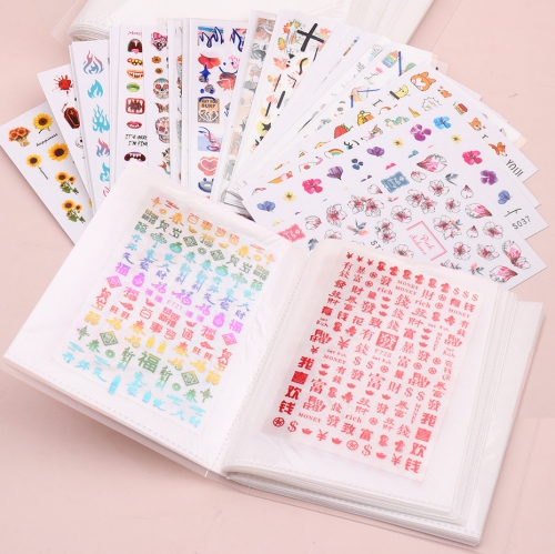 40 Slots Nail Sticker Storage Book Nail Art Stickers Decals Holder Box Display Photo Album Card Package Bag Case Manicure