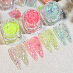 1jar Nail Polish Sequin Shinning Mixed Series Gloss Glitter Powder Sequin Powder for Gel Nail Art Decoration