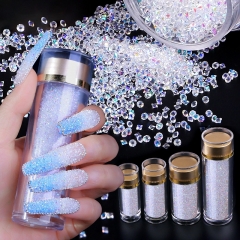 1bottle Crystal Clear Diamante Rhinestones Nail Art Decoration 3D Micro Glass Jewelry Repair Beads Nail Art Jewelry Manicure Tools 