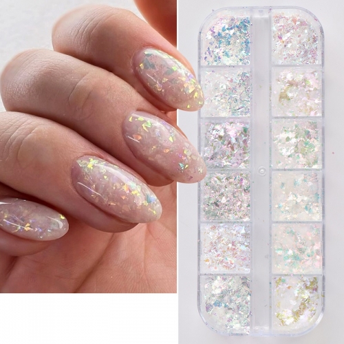 1Box Shiny Irregular Flake Nail Art Sequins Decoration Nail Pieces Mermaid Glitter Sequins Dust Irregular Color Sequins Decoration