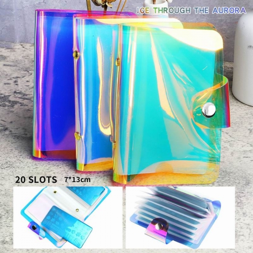 20 Slots/bag Nail Art Template Card Pack Bag Aurora Color Stamping Storage Case Set Holder Steel Stencil Plate Nail Card Bag Holder