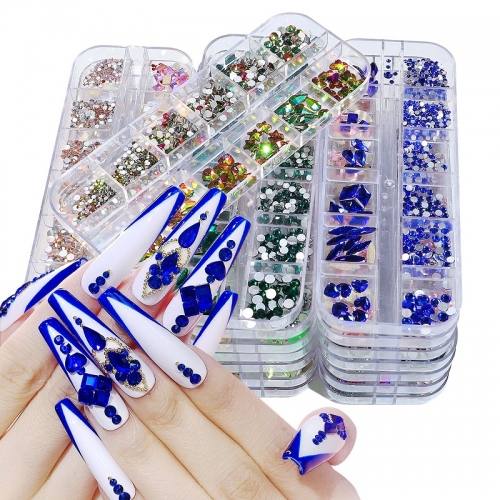 1 Box Irregular Flatback Nail Diamonds AB Crystal Nail Art Rhinestones Glass Gem Jewelry Manicure Tools Kits DIY Accessories