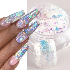 1jar Nail Glitter Powder Holographic Irregular Flake Glitter Nail Art Sequins Aurora Dust Decoration