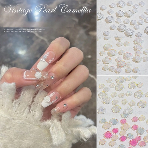 1 Bag  White Rose Flower Nail Charms 3D Flower Valentine's Day Nail Art Decoration Flower Nail Art DIY Jewelry Charms