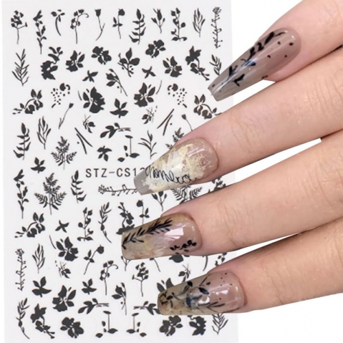 1pcs Flower Leaf Water Nail Stickers Decals Mixed Floral Watermarks Manicure Sliders 3D Nail Art Decoration